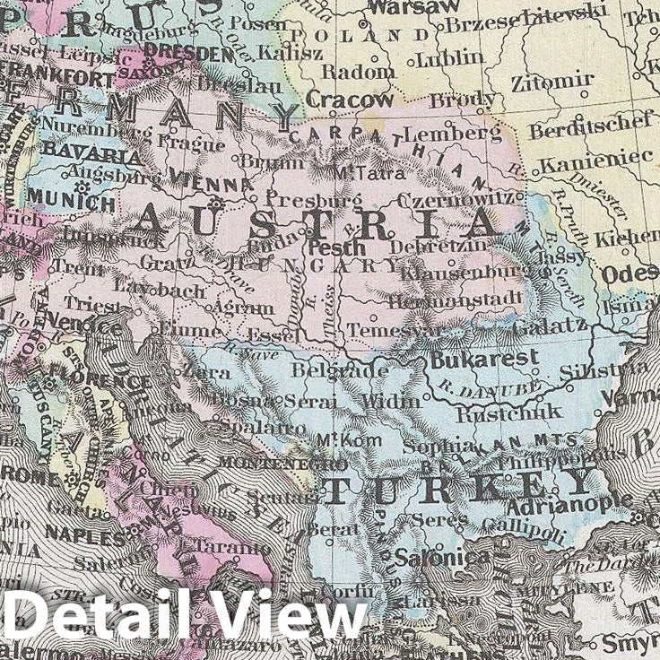 Historic Map : Colton Antique Map of Europe, 1858, Vintage Wall Art