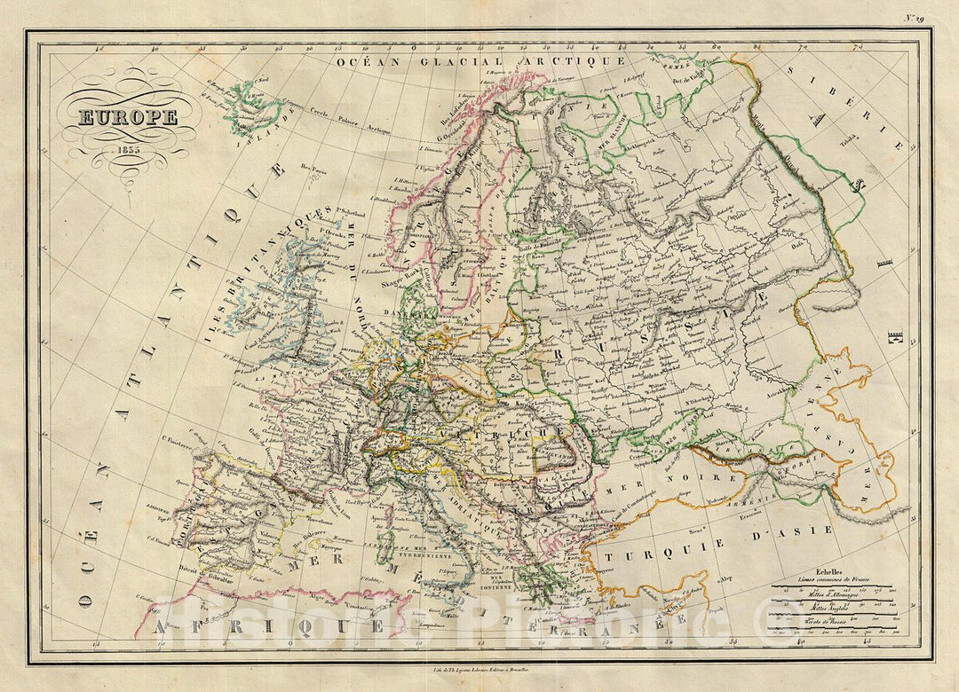 Historic Map : MalteBrun Map of Europe, 1835, Vintage Wall Art