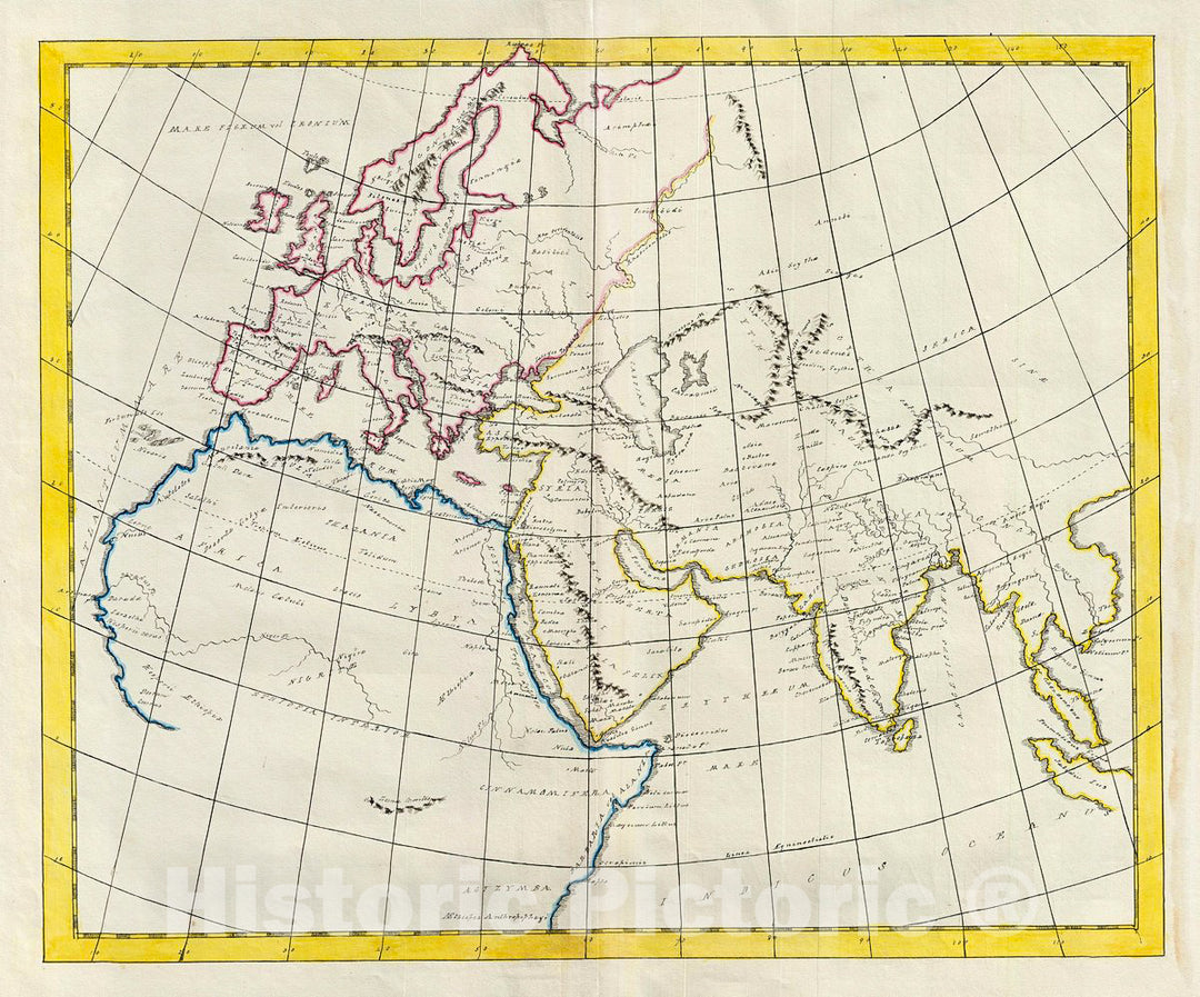 Historic Map : Manuscript Map of The Ancient World: Europe, Asia and Africa, 1823, Vintage Wall Art