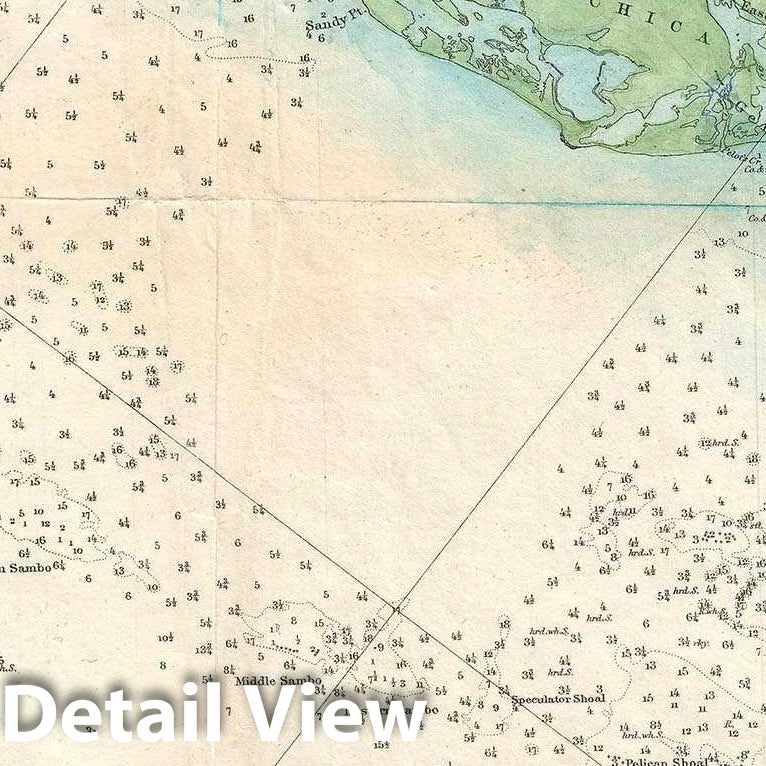 Historic Map : U.S. Coast Survey Nautical Chart or Map of The Florida Keys and Key West, 1859, Vintage Wall Art