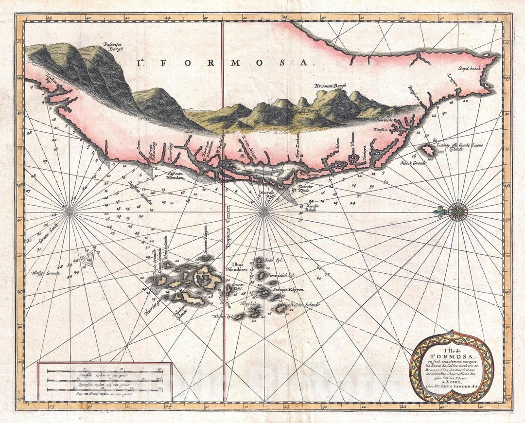 Historic Map : Van Der Aa Map of Taiwan or Formosa and The Penghu Islands, 1729, Vintage Wall Art