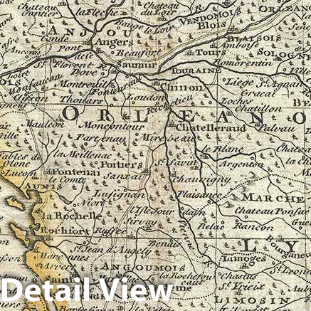 Historic Map : Bowen Map of France, 1747, Vintage Wall Art