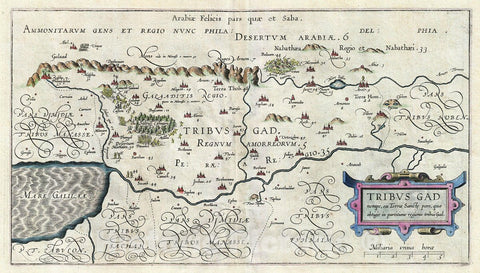 Historic Map : Adrichem Antique Map of The Tribe of GAD, Israel (Sea of Galilee and Lands South), 1590, Vintage Wall Art