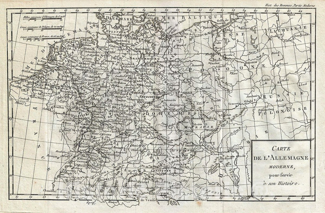 Historic Map : Delisle de Sales Map of Germany, Bohemia and Poland, 1782, Vintage Wall Art