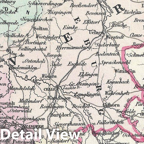 Historic Map : Johnson Map of Northern Germany (Holstein and Hanover), 1861, Vintage Wall Art