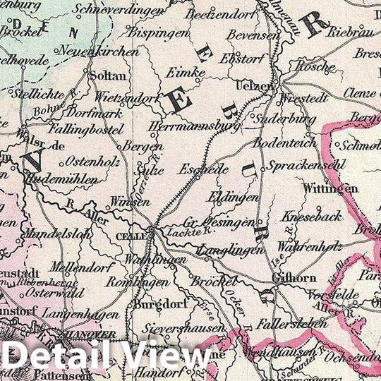 Historic Map : Johnson Map of Northern Germany (Holstein and Hanover), 1861, Vintage Wall Art