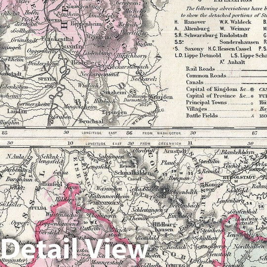 Historic Map : Johnson Map of Western Germany (Bohemia, Westphalia, Luxemburg), 1861, Vintage Wall Art