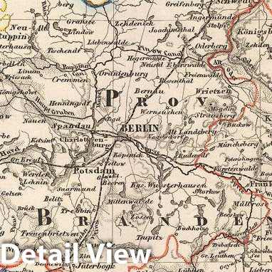 Historic Map : Perthes Map of Northeast Germany and Prussia, 1852, Vintage Wall Art