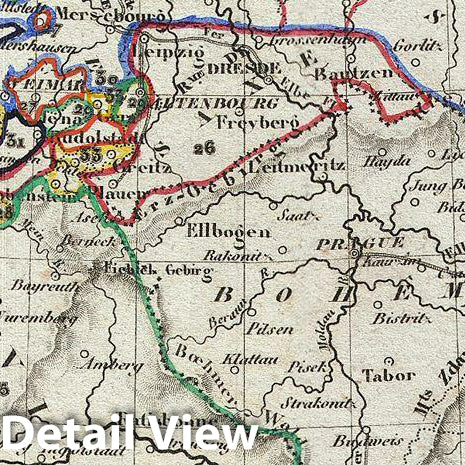 Historic Map : Vuillemin Map of Germany, Prussia and The Germanic Confederation, 1852, Vintage Wall Art