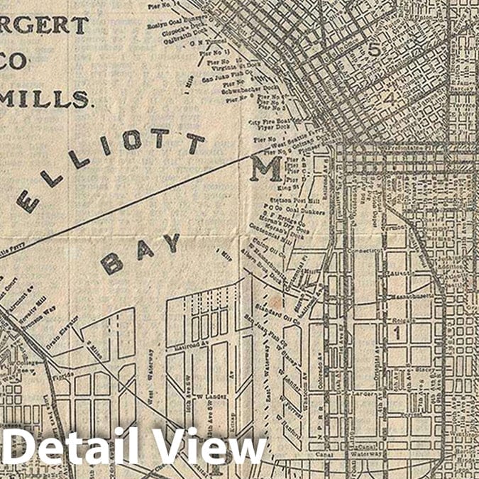 Historic Map : Bemis and Lowman Map or City Plan of Seattle, Washington, 1908, Vintage Wall Art