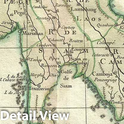 Historic Map : Janvier Map of India, Southeast Asia and East Indies (Thailand, Borneo, Singapore), 1783, Vintage Wall Art