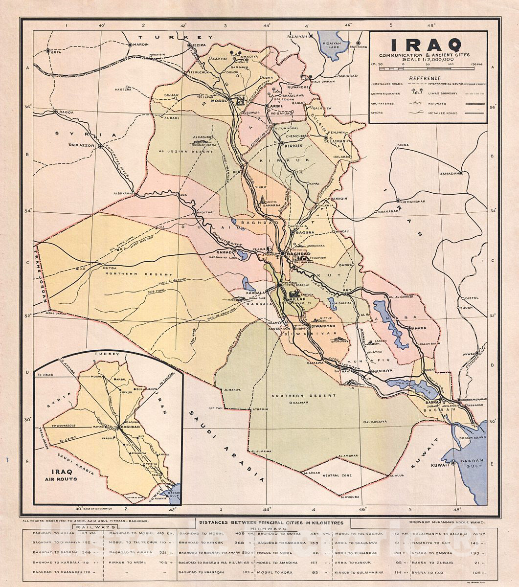 Historic Map : Urwand Antique Map of Iraq, 1940, Vintage Wall Art