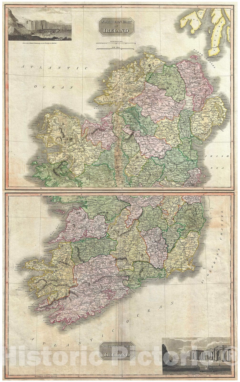 Historic Map : Thomson Antique Map of Ireland Antique Map, 1817, Vintage Wall Art