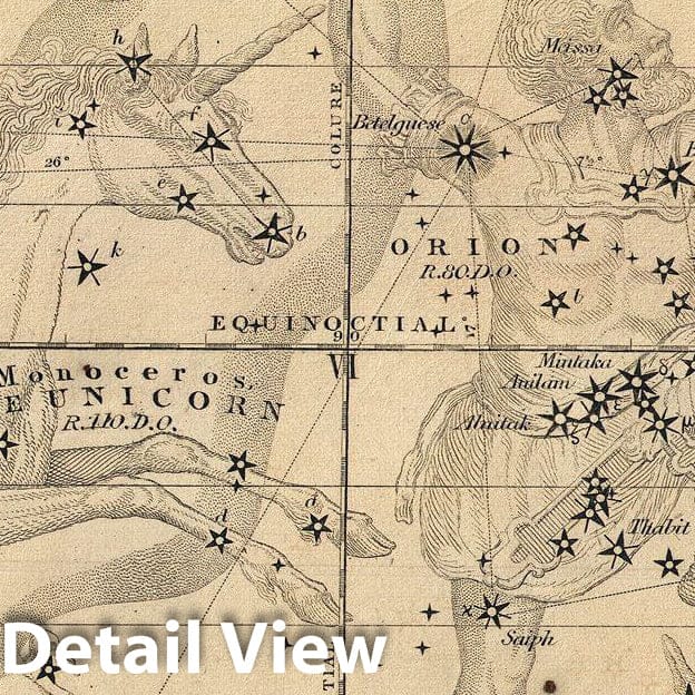 Historic Map : Burritt, Huntington Antique Map of The Constellations or Stars in January, February and March, 1856, Vintage Wall Art