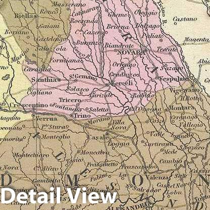 Historic Map : Mitchell Map of The Kingdom of Sardinia and Peidmont, Italy, 1849, Vintage Wall Art