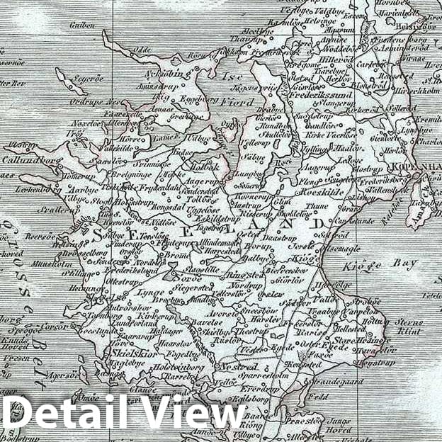 Historic Map : Weiland Map of Denmark, 1825, Vintage Wall Art