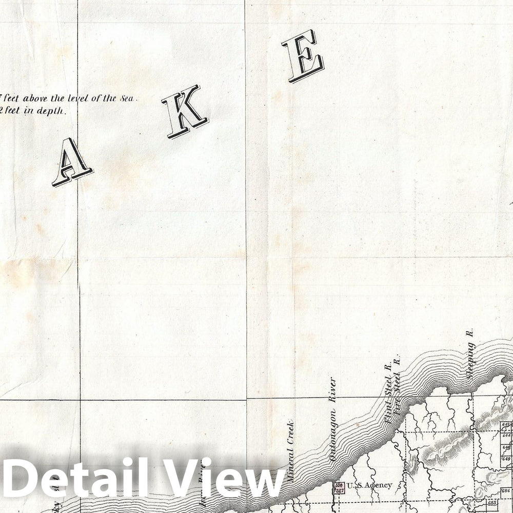 Historic Map : Andrew Gray Map of Western Lake Superior, 1845, Vintage Wall Art