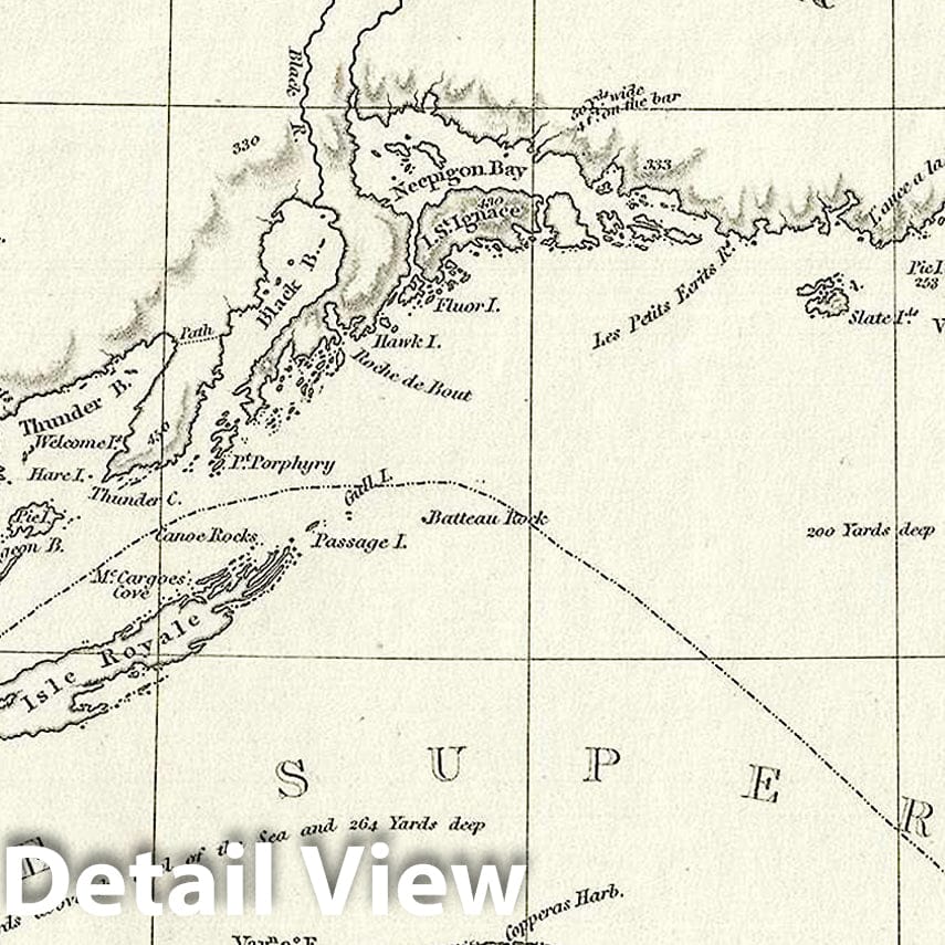 Historic Map : S.D.U.K. Subscriber's Edition Map of Lake Superior, 1832, Vintage Wall Art