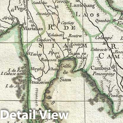 Historic Map : Bonne Map of India, Southeast Asia and The East Indies (Thailand, Borneo, Singapore), 1778, Vintage Wall Art