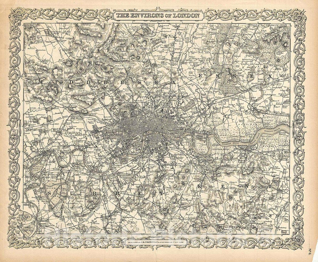 Historic Map : Colton Map or Plan of The City of London, England, 1856, Vintage Wall Art