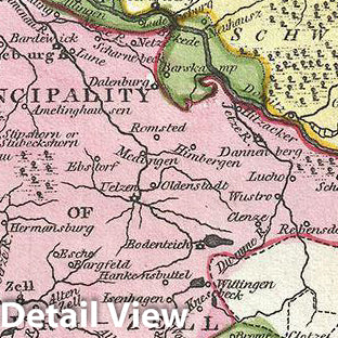 Historic Map : Wilkinson Antique Map of Lower Sain xony, Germany, 1793, Vintage Wall Art