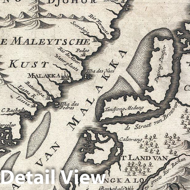 Historic Map : Valentijn Map of Malaysia and Sumatra (Singapore), 1727, Vintage Wall Art