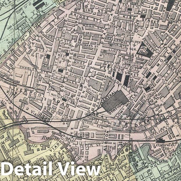 Historic Map : Bacon Map or Plan of Manchester, England, 1890, Vintage Wall Art