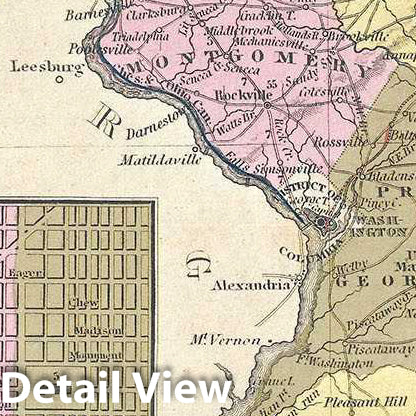 Historic Map : Mitchell Map of Maryland and Delaware, 1849, Vintage Wall Art