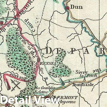 Historic Map : John Moore Map of Meuse, France (Brie Cheese Region) General Dumourier's Campaign, 1797, Vintage Wall Art