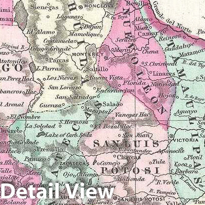 Historic Map : Johnson Map of Mexico and Texas, 1863, Vintage Wall Art