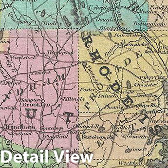 Historic Map : Burr Map of New England (Massachusetts, Connecticut and Rhode Island), 1835, Vintage Wall Art