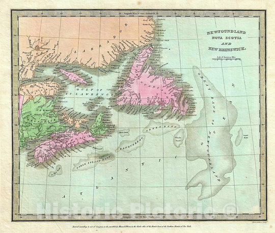 Historic Map : Antique Map of Canada's Maritime Provinces: New Brunswick, Nova Scotia, Newfoundland, Prince Edward Isl, 1833, Vintage Wall Art