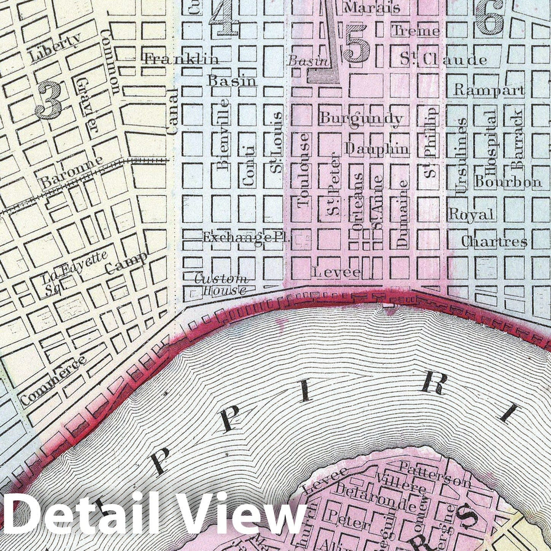 Historic Map : Mitchell Plan or Antique Map of New Orleans, Louisiana, 1867, Vintage Wall Art