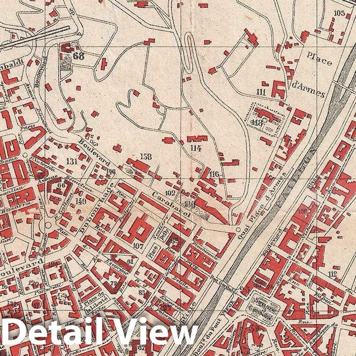 Historic Map : Duquenoy Plan or Map of Nice, France, 1890, Vintage Wall Art