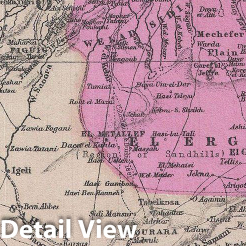 Historic Map : Tunison Map of Northwestern Africa (Algeria, Tunis, Morocco), 1887, Vintage Wall Art