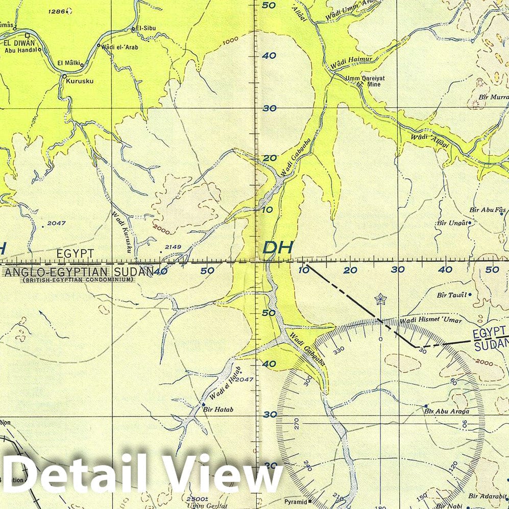 Historic Map : U.S. Army Air Forces Aeronautical Chart or Map of Northeastern Sudan and Southeastern Egypt, 1957, Vintage Wall Art