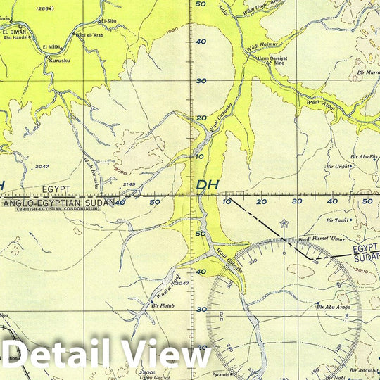 Historic Map : U.S. Army Air Forces Aeronautical Chart or Map of Northeastern Sudan and Southeastern Egypt, 1957, Vintage Wall Art