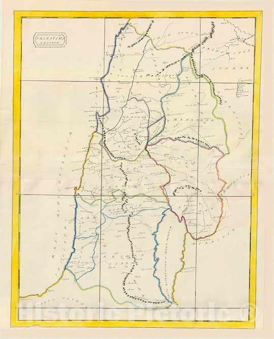 Historic Map : Manuscript Map of Palestine or Holy Land in Antiquity, 1823, Vintage Wall Art