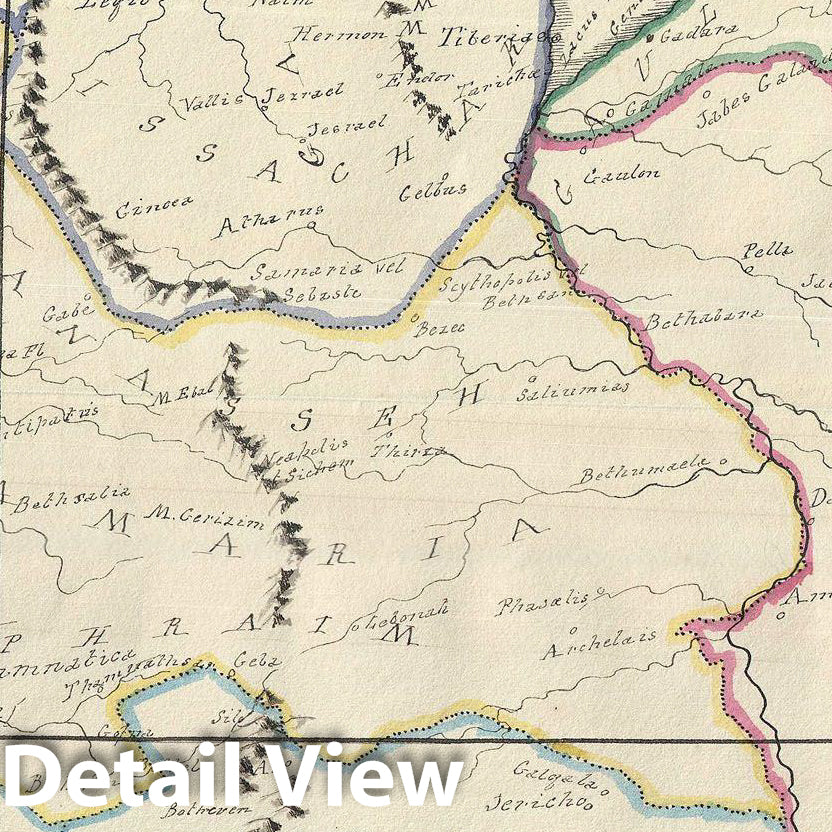 Historic Map : Manuscript Map of Palestine or Holy Land in Antiquity, 1823, Vintage Wall Art