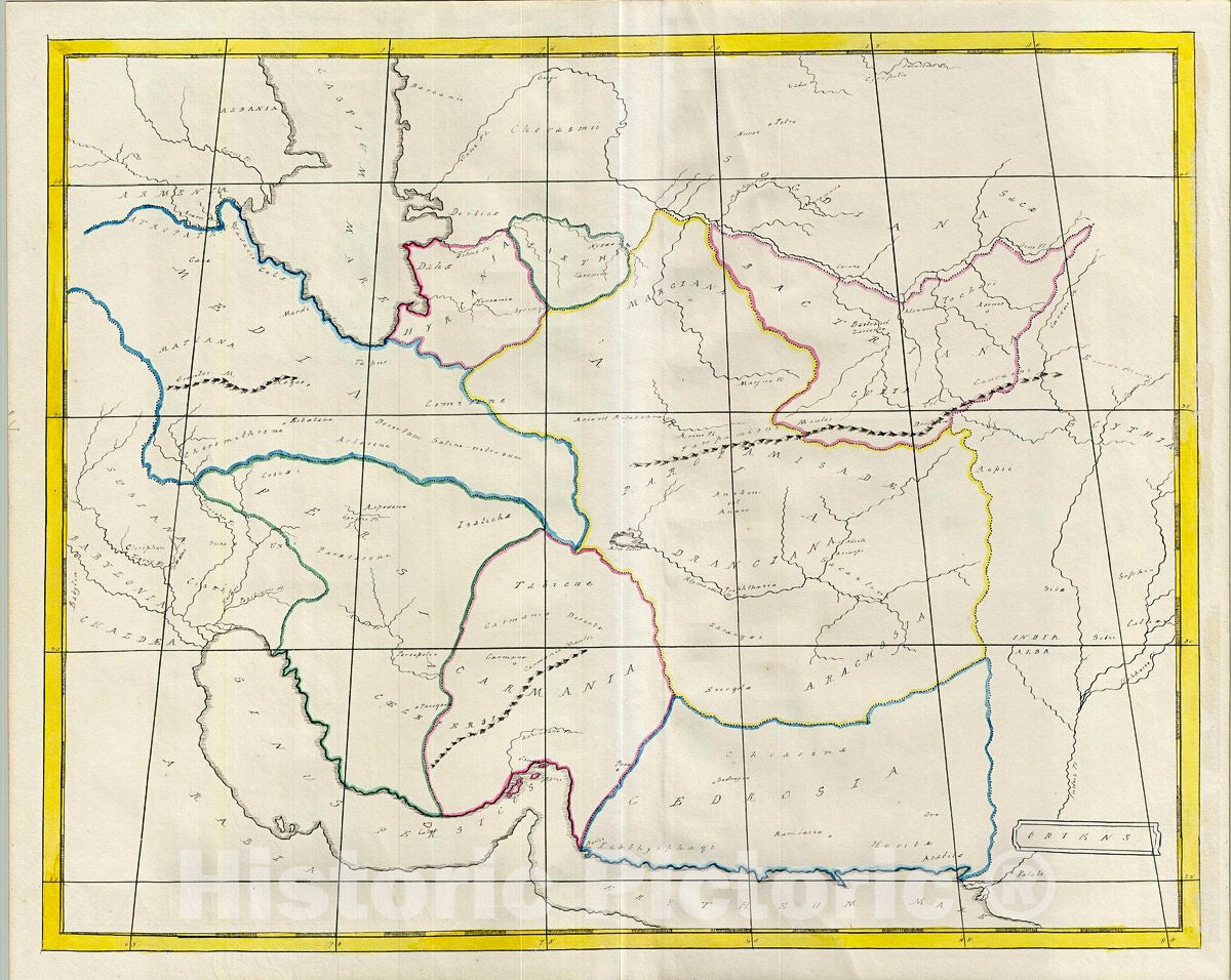 Historic Map : Manuscript Map of Persia in Antiquity (Iran, Iraq, Afghanistan), 1823, Vintage Wall Art