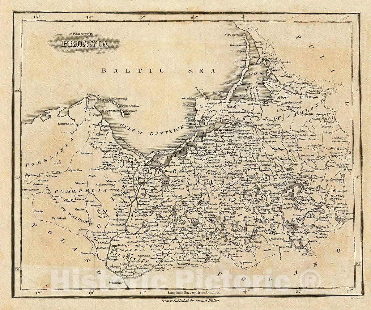 Historic Map : MalteBrun Map of Prussia or Northern Germany, 1828, Vintage Wall Art