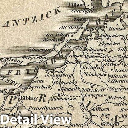 Historic Map : MalteBrun Map of Prussia or Northern Germany, 1828, Vintage Wall Art