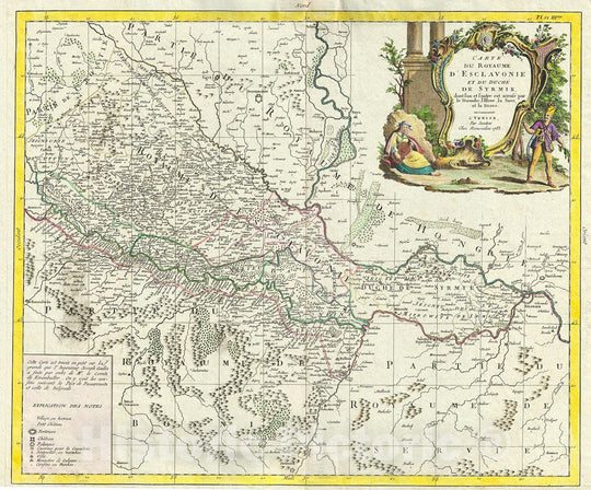 Historic Map : Santini Map of The Kingdom of Slavonia (Croatia, Serbia, Bosnia), 1783, Vintage Wall Art