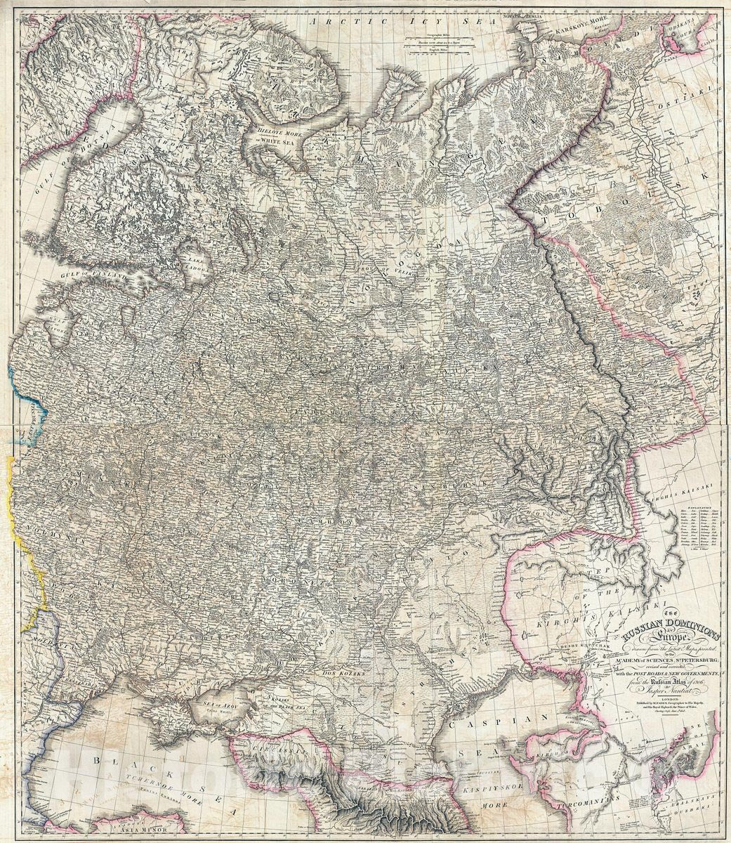 Historic Map : Faden and Nantiat Antique Map of Russia in Europe, 1808, Vintage Wall Art