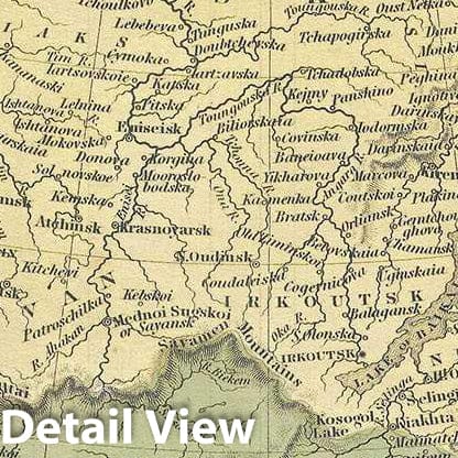 Historic Map : Mitchell Map of Russia in Asia, 1849, Vintage Wall Art