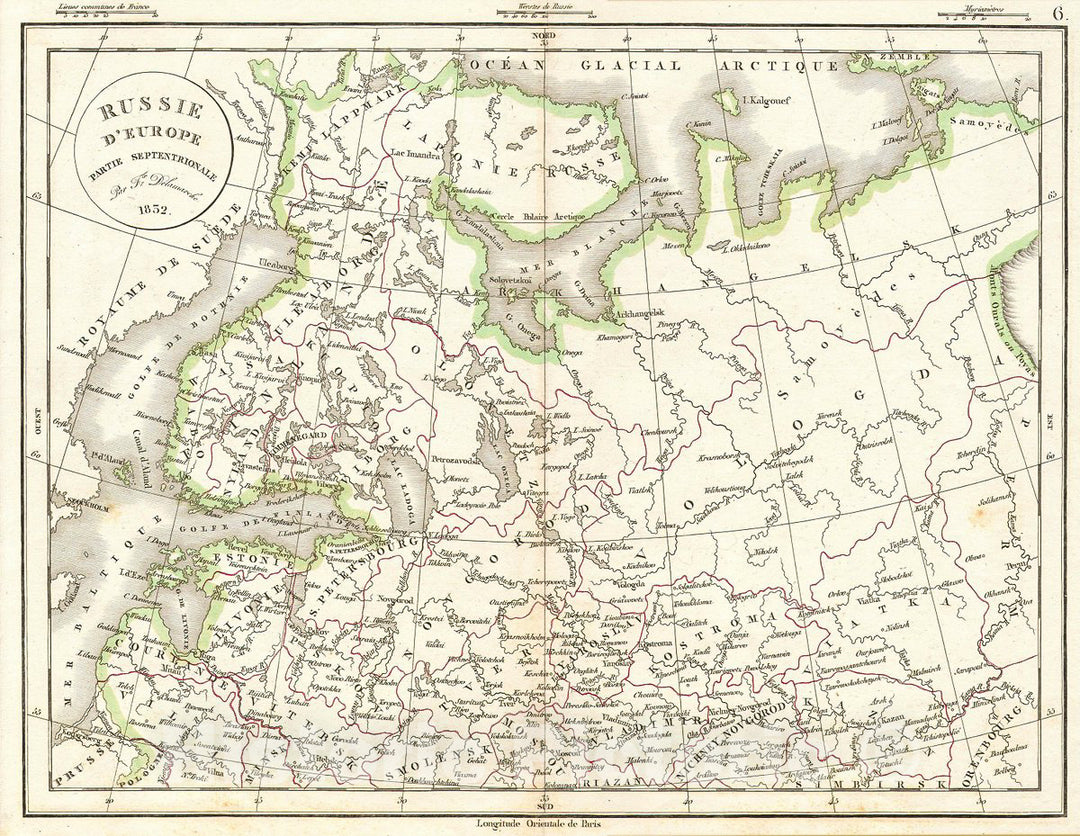 Historic Map : Delamarche Map of European Russia, 1827, Vintage Wall Art