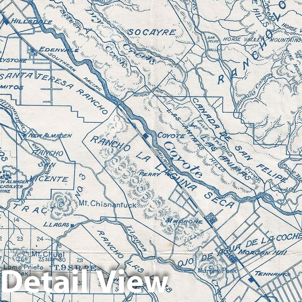 Historic Map : Denny and Co. Pocket Map of Santa Clara County, California, 1913, Vintage Wall Art