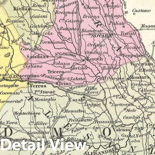 Historic Map : Mitchell Map of Italy: Kingdom of Sardinia and Piedmont, Version 2, 1854, Vintage Wall Art