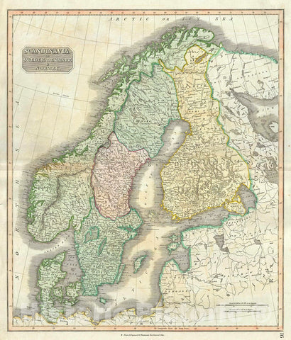 Historic Map : Thomson Antique Map of Scandinavia (Denmark, Sweden, Norway), 1817, Vintage Wall Art