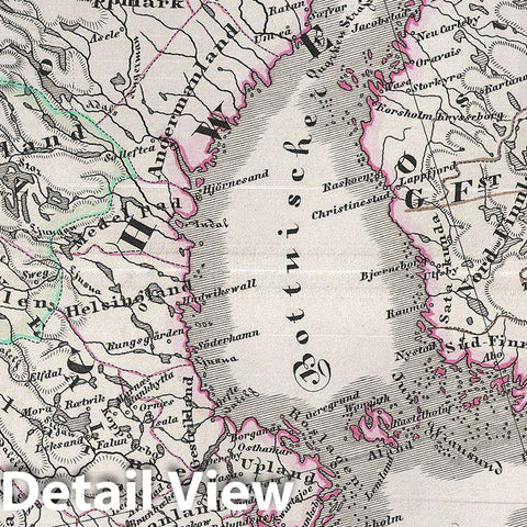 Historic Map : Spruner Antique Map of Scandinavia Under The Fredrikshamn Treaty: Norway, Sweden, Finland, 1854, Vintage Wall Art